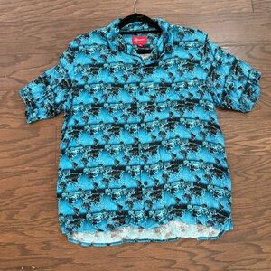 Supreme World Famous Rayon Shirt in the Cyan Colorway Size Medium